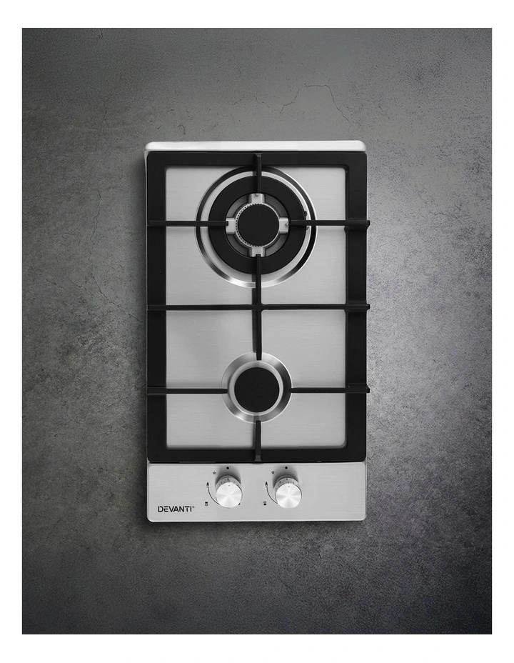 Gas Cooktop 2 Burner 30cm in Silver image 2