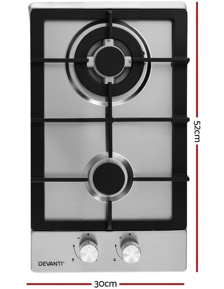 Gas Cooktop 2 Burner 30cm in Silver image 3