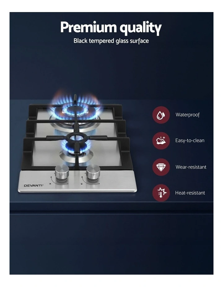 Gas Cooktop 2 Burner 30cm in Silver image 5