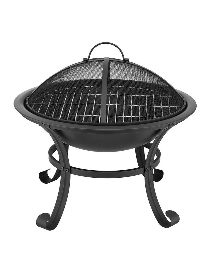 Fire Pit With Mesh Lid And Fire Picker in Black image 4