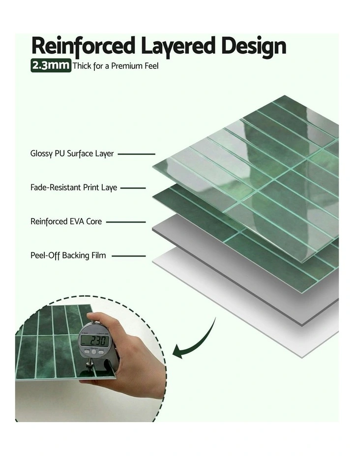 3D Peel and Stick Wall Tiles 10 Sheets in Green image 1