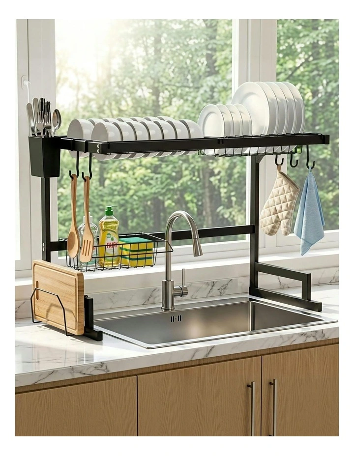 Dish Drying Rack for Kitchen Storage in Black image 3