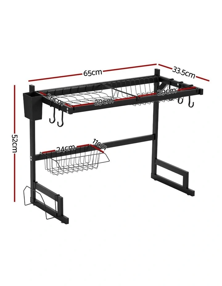 Dish Drying Rack for Kitchen Storage in Black image 4