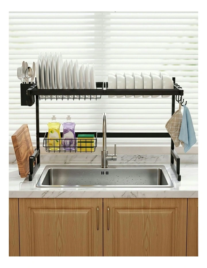 Dish Drying Rack for Kitchen Storage in Black image 5