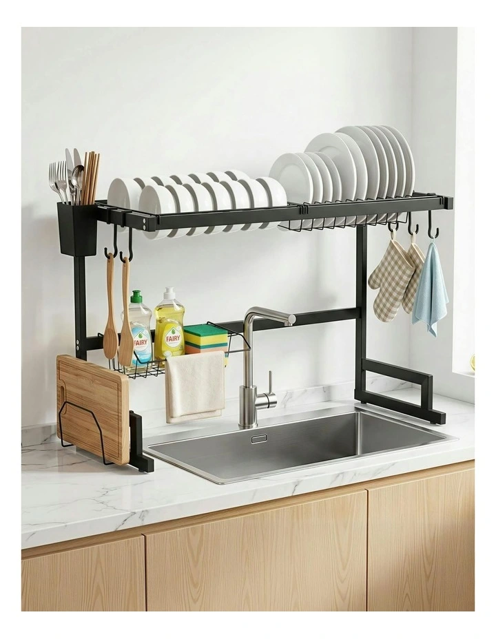 Dish Drying Rack for Kitchen Storage in Black image 6