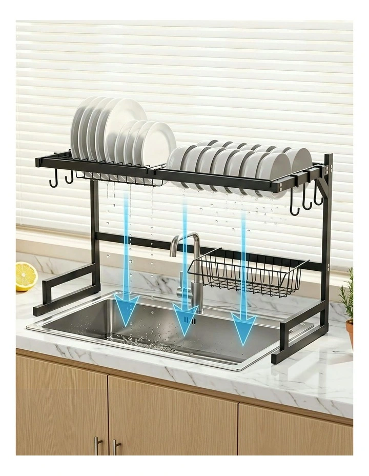 Dish Drying Rack for Kitchen Storage in Black image 7