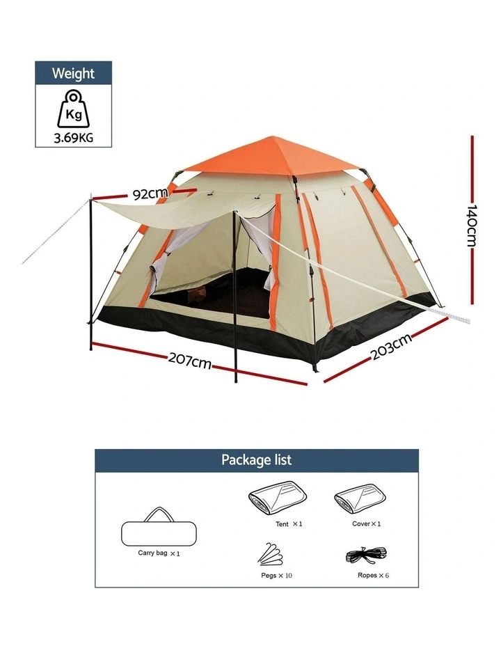 3-4 Person Pop Up Camping Tent in Multi image 4