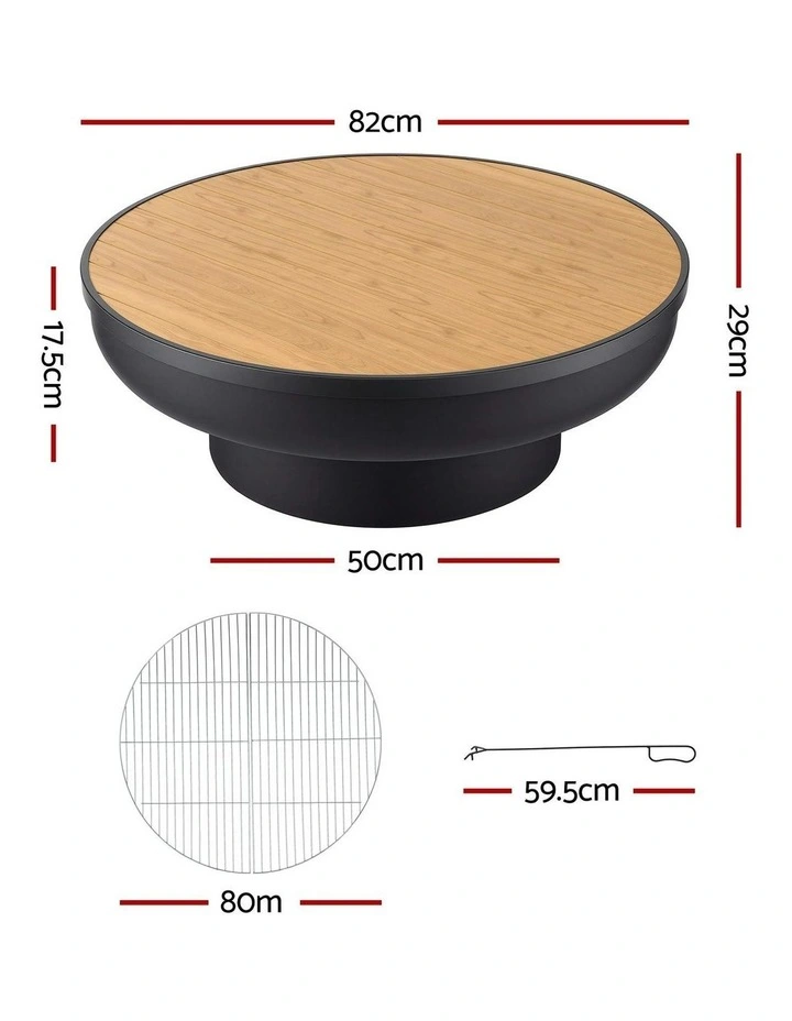 Fire Pit Table With Lid in Black image 4