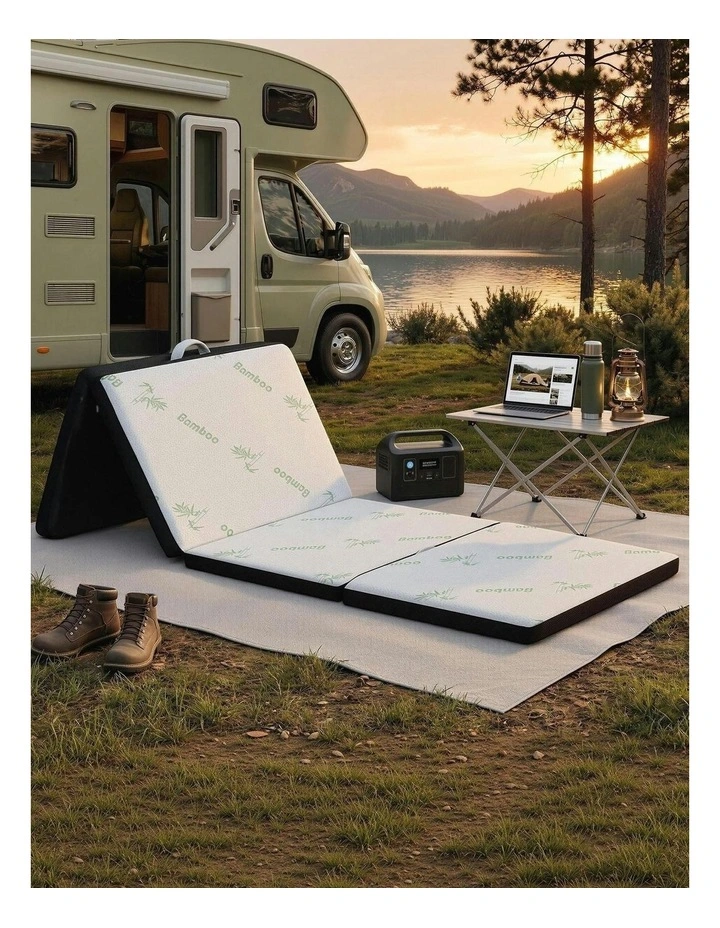 4-Fold Folding Mattress 5cm in White image 3