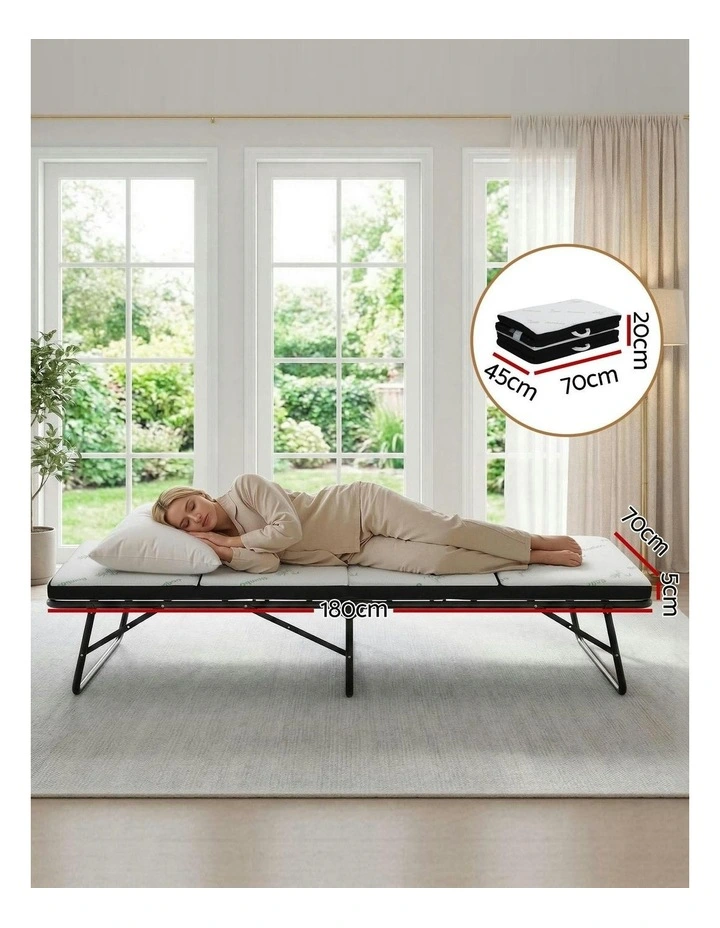 4-Fold Folding Mattress 5cm in White image 4