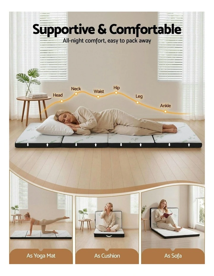 4-Fold Folding Mattress 5cm in White image 5