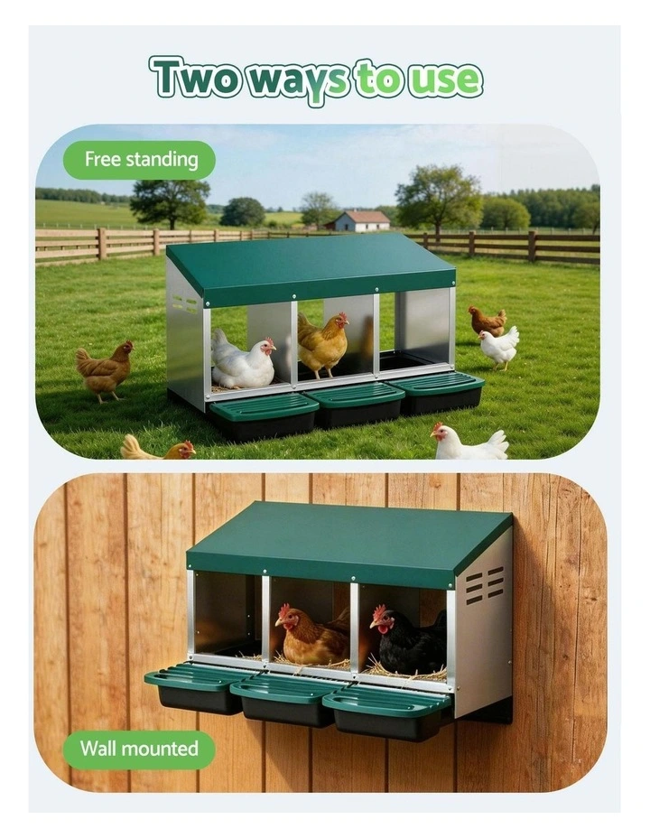3 Holes Roll Away Nesting Box in Green image 5