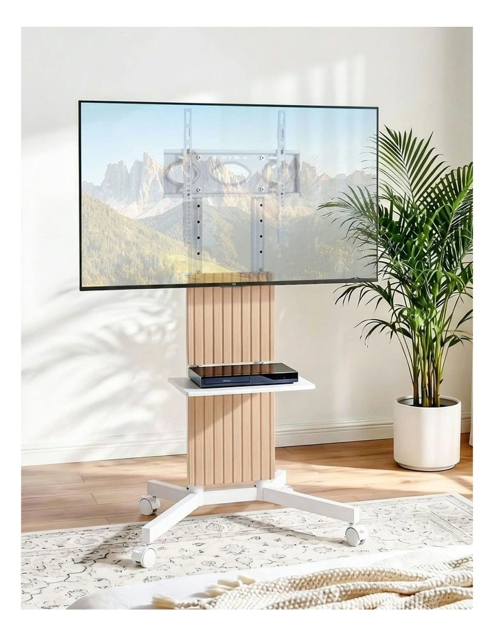 Mobile TV Floor Stand for 32-65" in White image 3