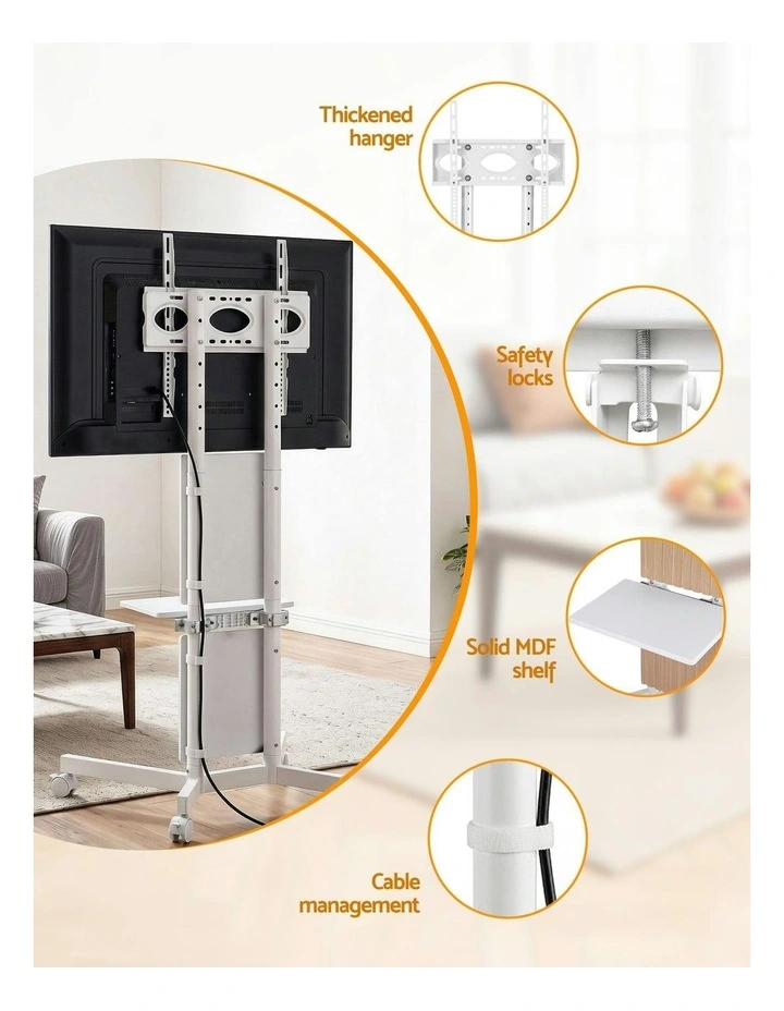 Mobile TV Floor Stand for 32-65" in White image 7