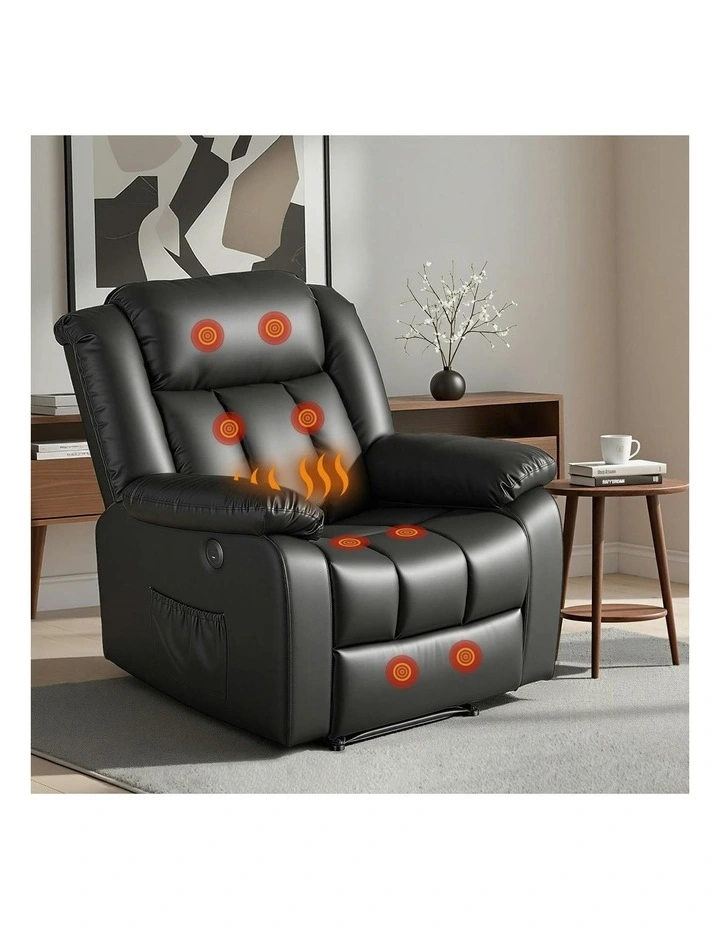 Massage Recliner Chair Sofa in Black image 2