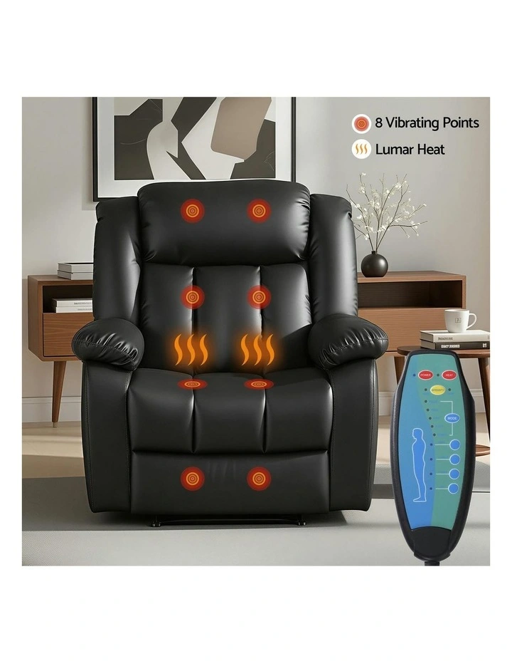 Massage Recliner Chair Sofa in Black image 5