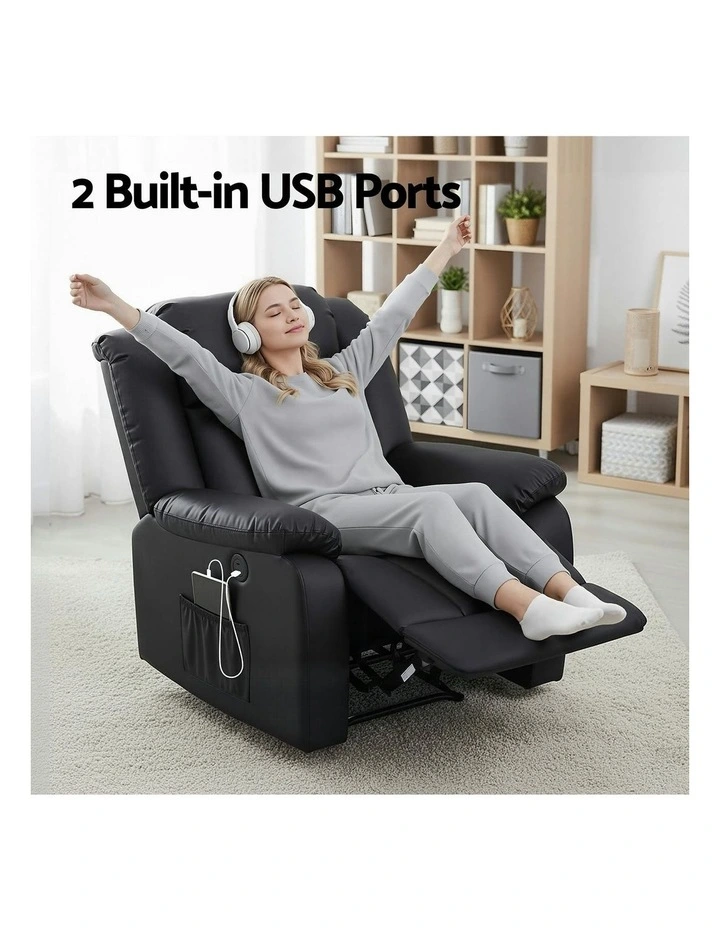 Massage Recliner Chair Sofa in Black image 6