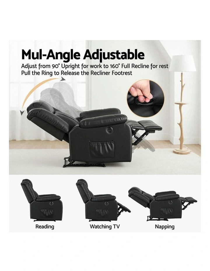 Massage Recliner Chair Sofa in Black image 7