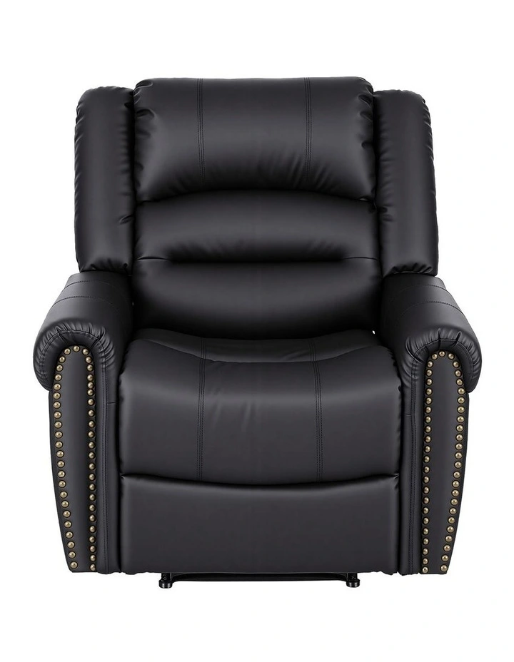 Leather Manual Recliner Chair with USB in Black image 4