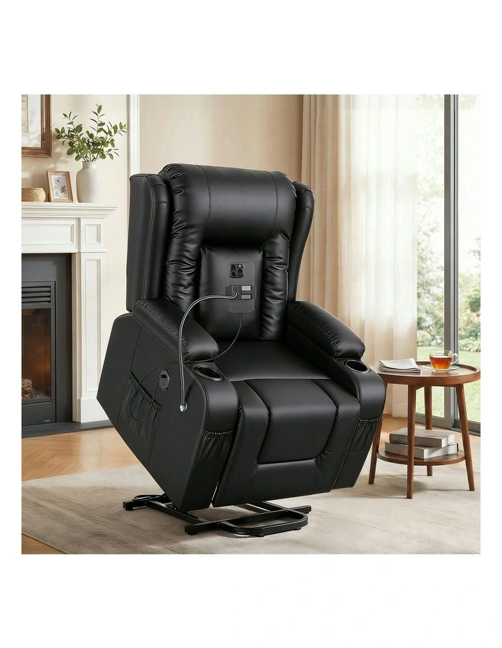 Power Lift Recliner Sofa Chair in Black image 2