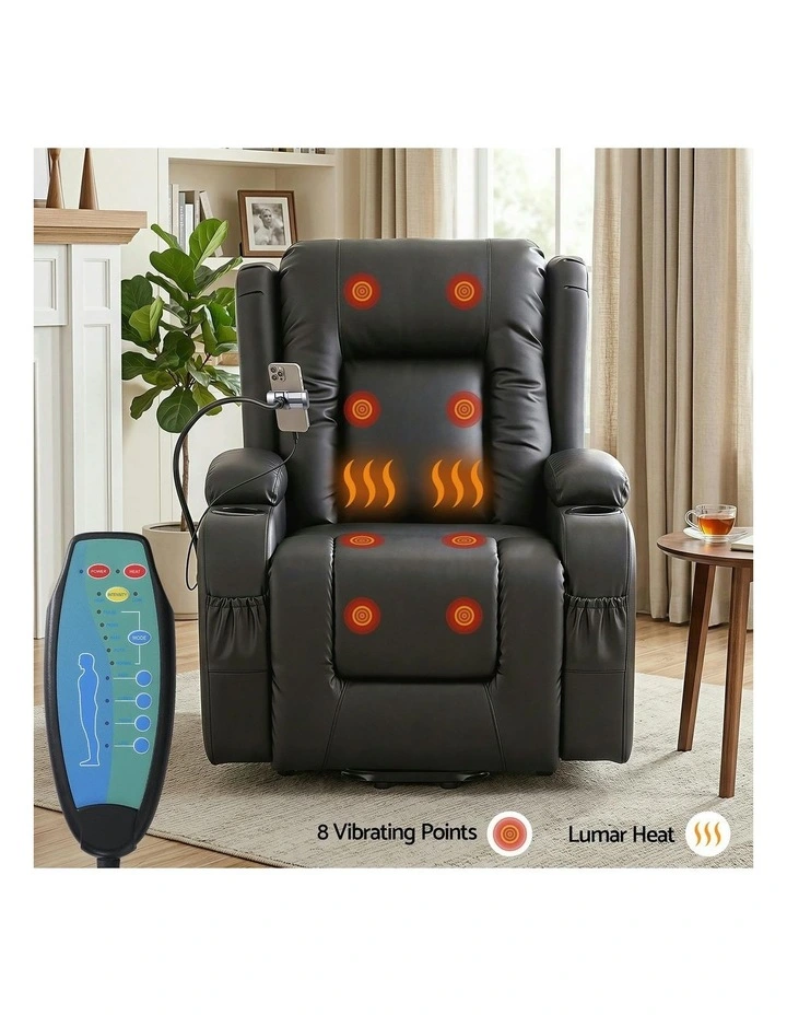 Power Lift Recliner Sofa Chair in Black image 5
