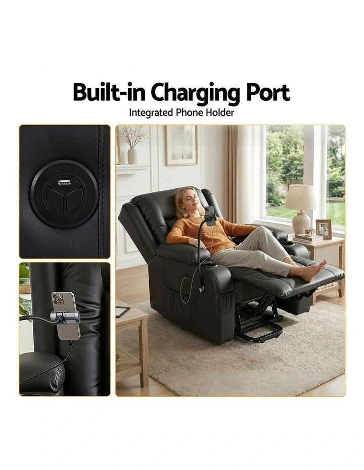 Power Lift Recliner Sofa Chair in Black image 6