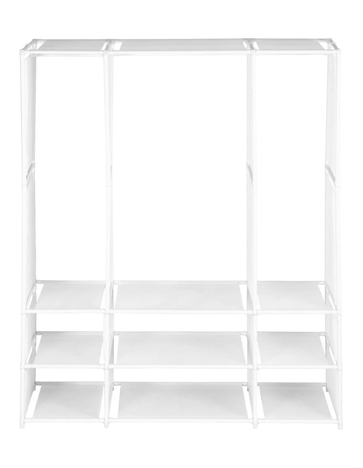 Large Portable Clothes Closet Wardrobe with Open Shelf in White image 4