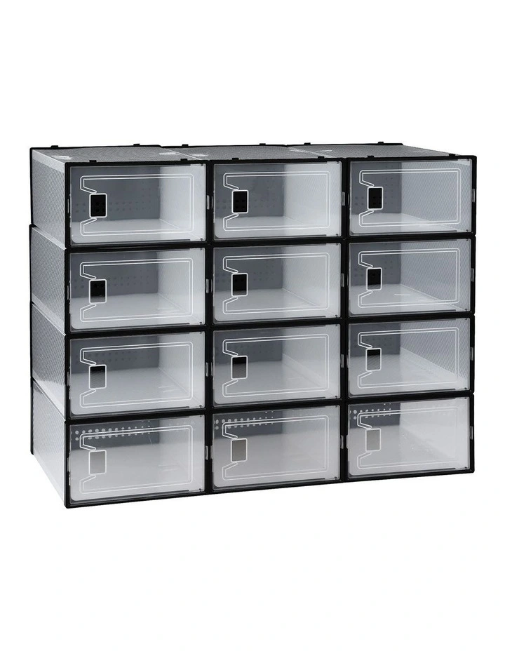 Shoe Storage Stackable Box Do It Yourself Set of 12 Black image 1