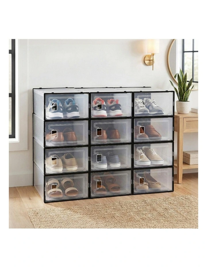 Shoe Storage Stackable Box Do It Yourself Set of 12 Black image 2