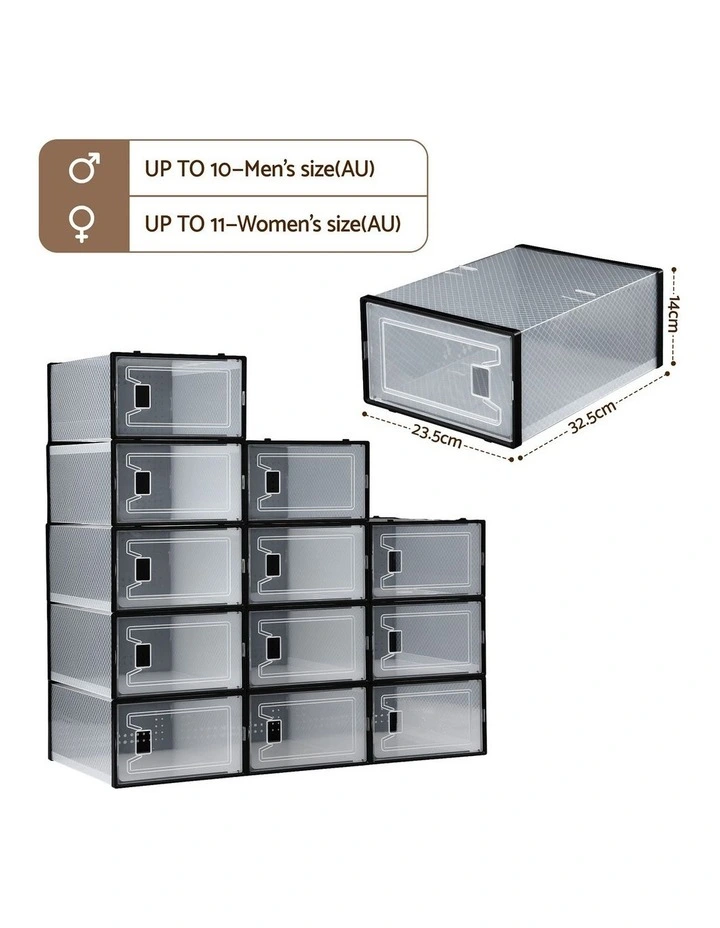Shoe Storage Stackable Box Do It Yourself Set of 12 Black image 3