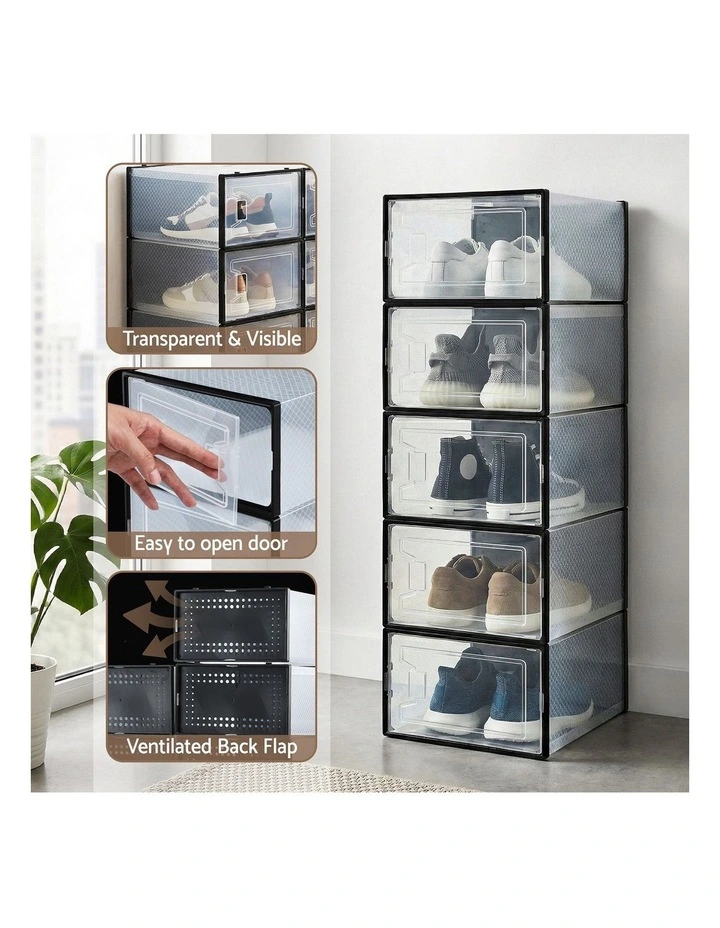 Shoe Storage Stackable Box Do It Yourself Set of 12 Black image 7