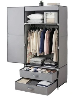 Large Portable Clothes Closet Wardrobe in Grey