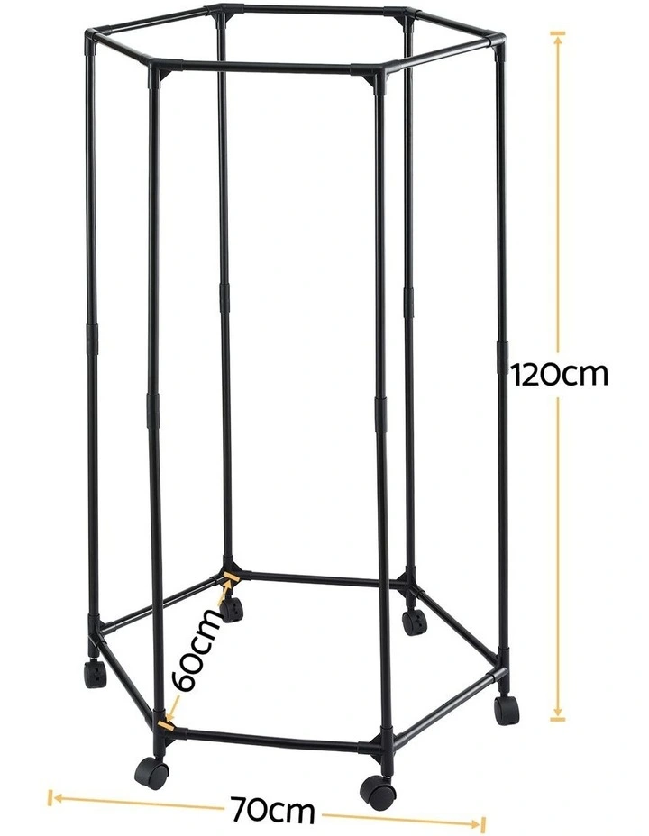 Airer Rail Coat Stand Adjustable Hanger Clothes Rack in Black image 3