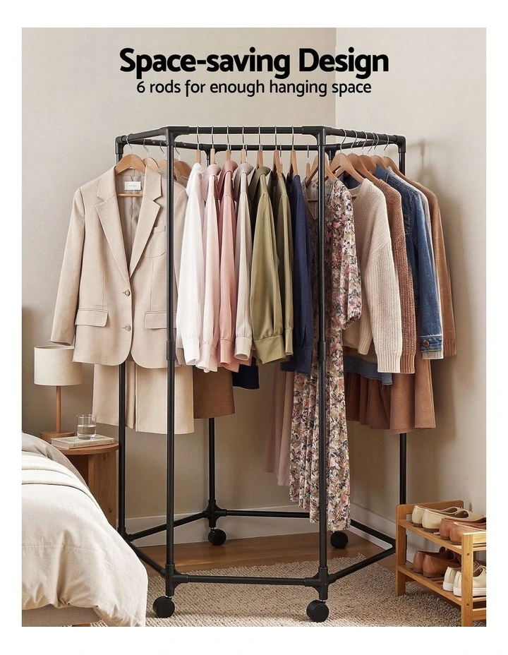 Airer Rail Coat Stand Adjustable Hanger Clothes Rack in Black image 7