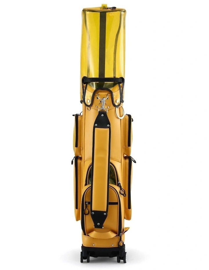 Golf Cart Bag Rolling Synthetic Leather Buggy Club Organiser in Yellow image 4