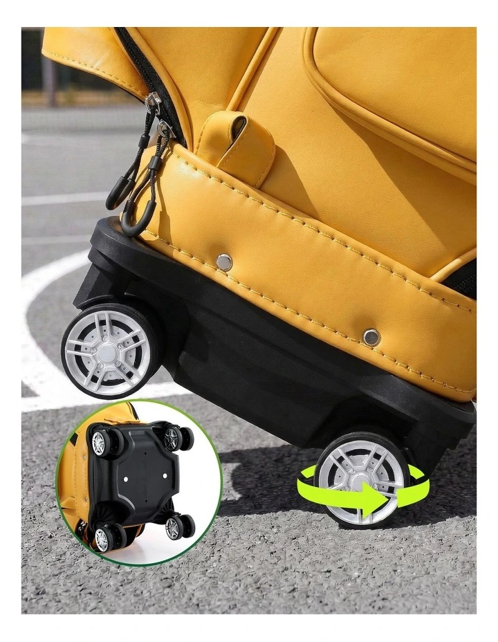 Golf Cart Bag Rolling Synthetic Leather Buggy Club Organiser in Yellow image 6