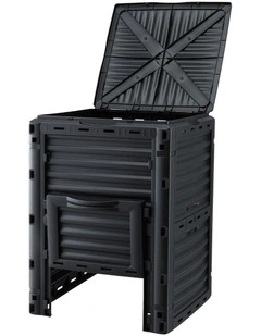 Heavy-Duty Outdoor Composter with Top Lid Bottom Door Compost Bin 300L in Black