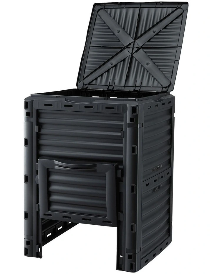 Heavy-Duty Outdoor Composter with Top Lid Bottom Door Compost Bin 300L in Black image 1