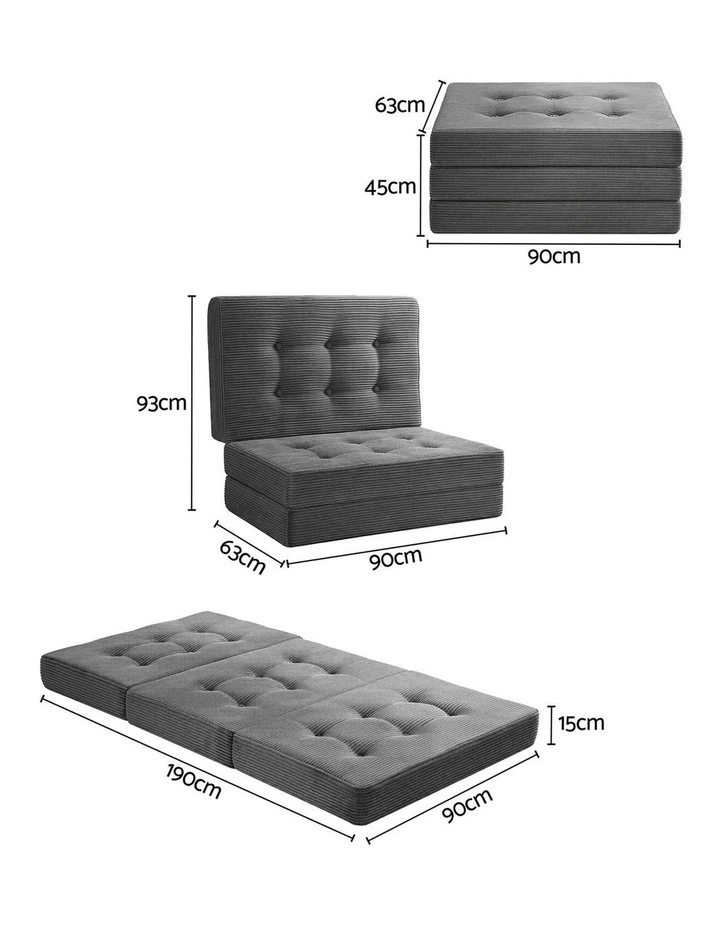 Single Folding Mattress 15cm in Grey image 3