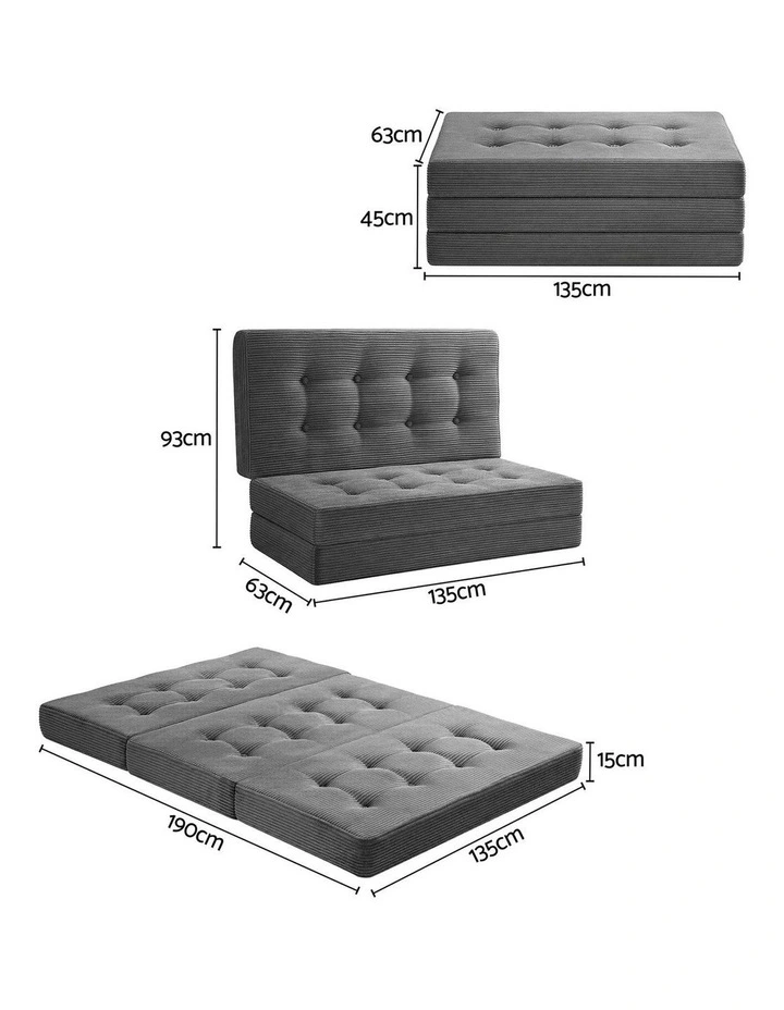 Double Folding Mattress 15cm in Grey image 4