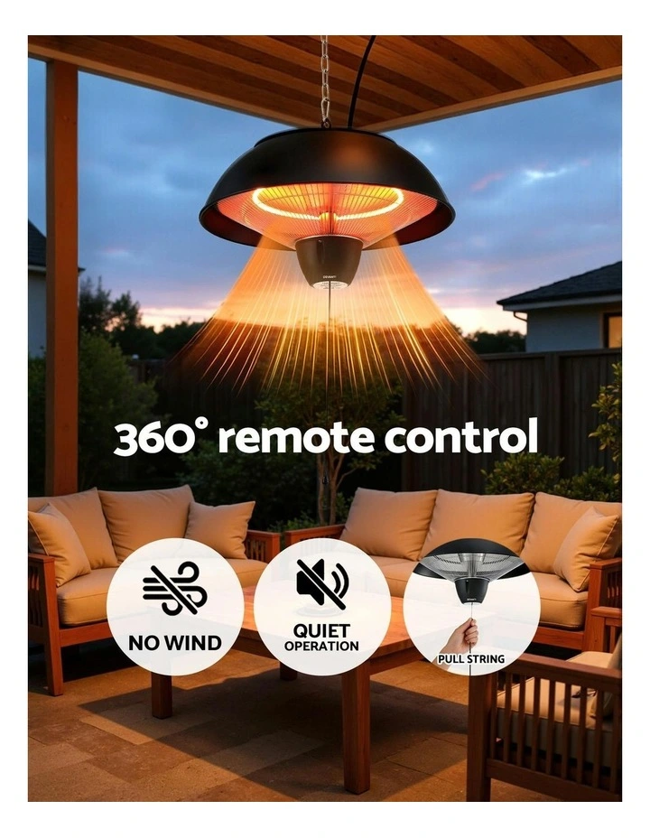 Electric Patio Infrared Hanging Heater 1500W in Black image 5