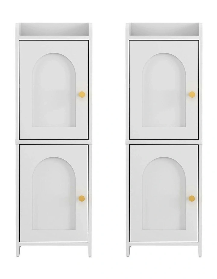 2-Tier Slim Bathroom Storage Cabinet Pack Of 2 in White image 3