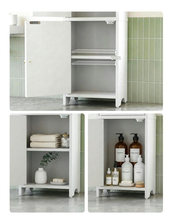 2-Tier Slim Bathroom Storage Cabinet Pack Of 2 in White image 6