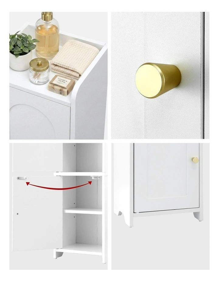 2-Tier Slim Bathroom Storage Cabinet Pack Of 2 in White image 7