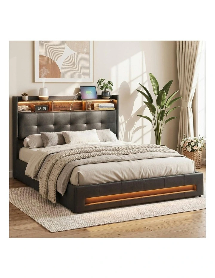 Double Bed Frame With Gas Lift Storage in Black image 2