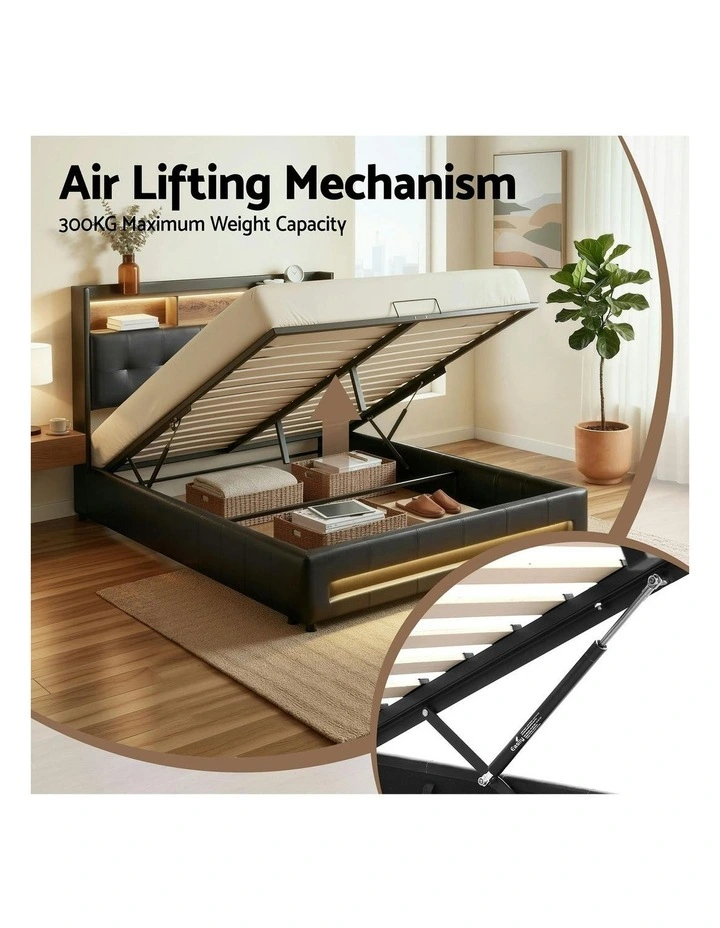 Double Bed Frame With Gas Lift Storage in Black image 6