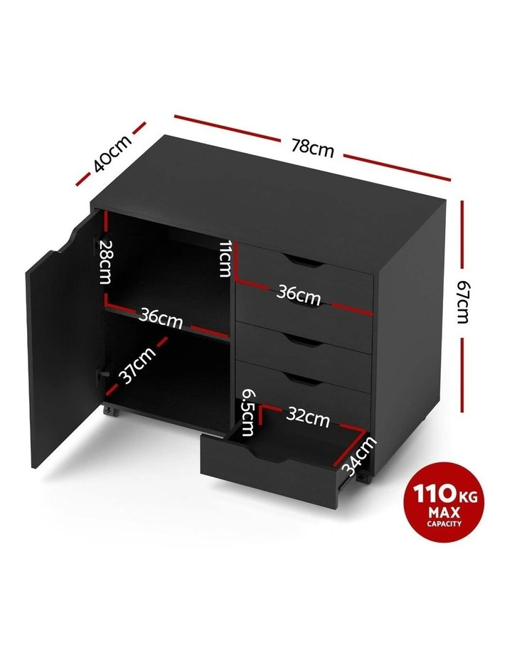 Mobile Filing Cabinet in Black image 4