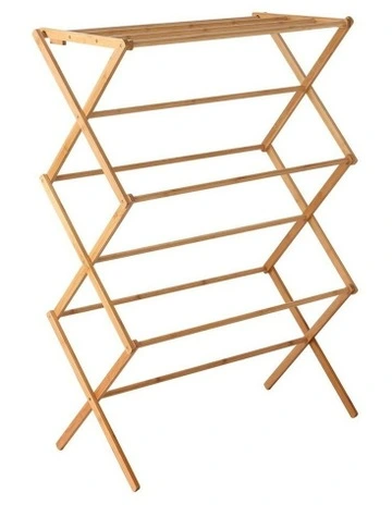 Folding Bamboo Clothes Dry Rack in Beige