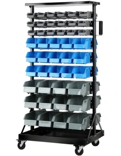 Giantz 90 Bins Storage Rack Warehouse Work Garage Tools Parts Shelving Wheels