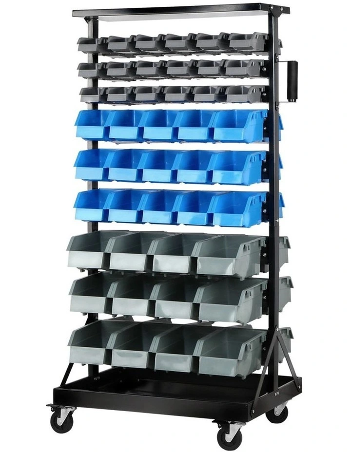 Giantz 90 Bins Storage Rack Warehouse Work Garage Tools Parts Shelving Wheels image 1